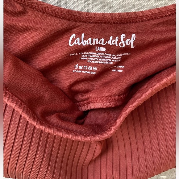 CABANA DEL SOL Wide Rib Off The Shoulder Swimsuit Top & Bottom Set Size Large - Picture 6 of 12